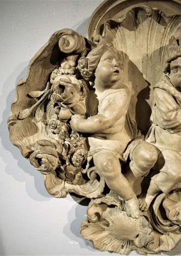 Louis XV - Allégorie de l'hiver et du printemps, Bois sculpté du XVIIIe siècle